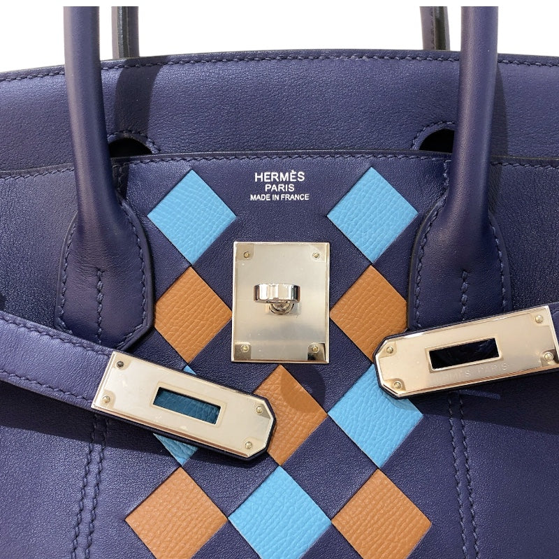 エルメス HERMES バーキン30　トレサージュ D刻印 （2019年製） ブルーアンクル・セレスト・ゴールド/シルバー金具  スイフト/エプソン レディース ハンドバッグ