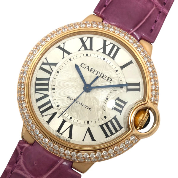 カルティエ Cartier バロンブルー ドゥ カルティエ WE900551 シルバー K18PG/レザーストラップ レディース 腕時計