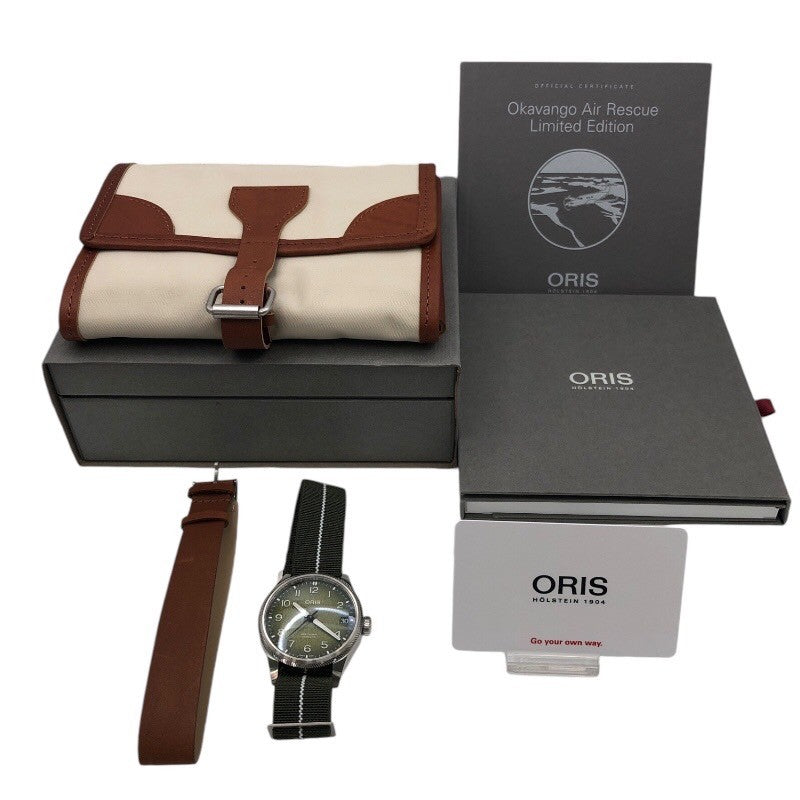 オリス ORIS オカバンゴ エアレスキュー リミテッドエディション 0175177614187 グリーン SS 自動巻き メンズ 腕時計