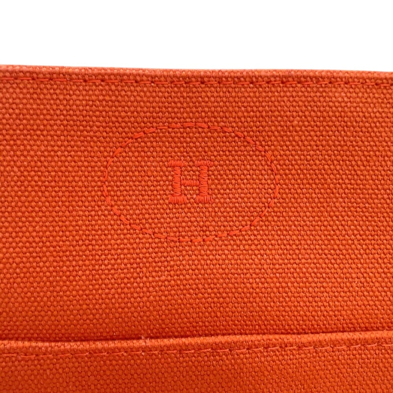 エルメス HERMES ボリードポーチ20 オレンジ　シルバー金具 コットン/レザー ユニセックス ポーチ