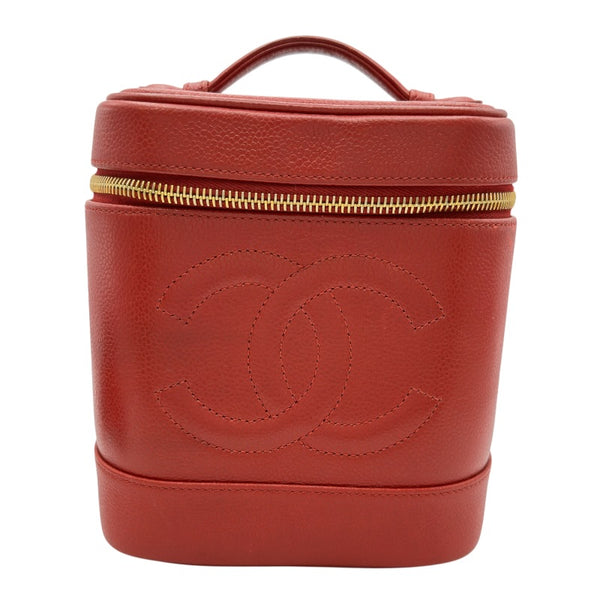 シャネル CHANEL バニティ A01998 4番台 レッド/ゴールド金具 キャビア