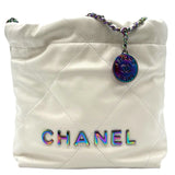 シャネル CHANEL シャネル22ミニ AS3980 ホワイト　レインボー金具　 カーフ レディース ショルダーバッグ