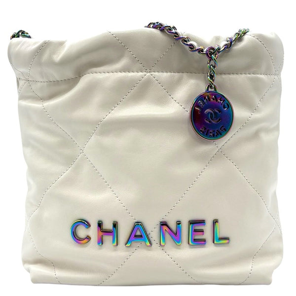 シャネル CHANEL シャネル22ミニ AS3980 ホワイト　レインボー金具　 カーフ レディース ショルダーバッグ