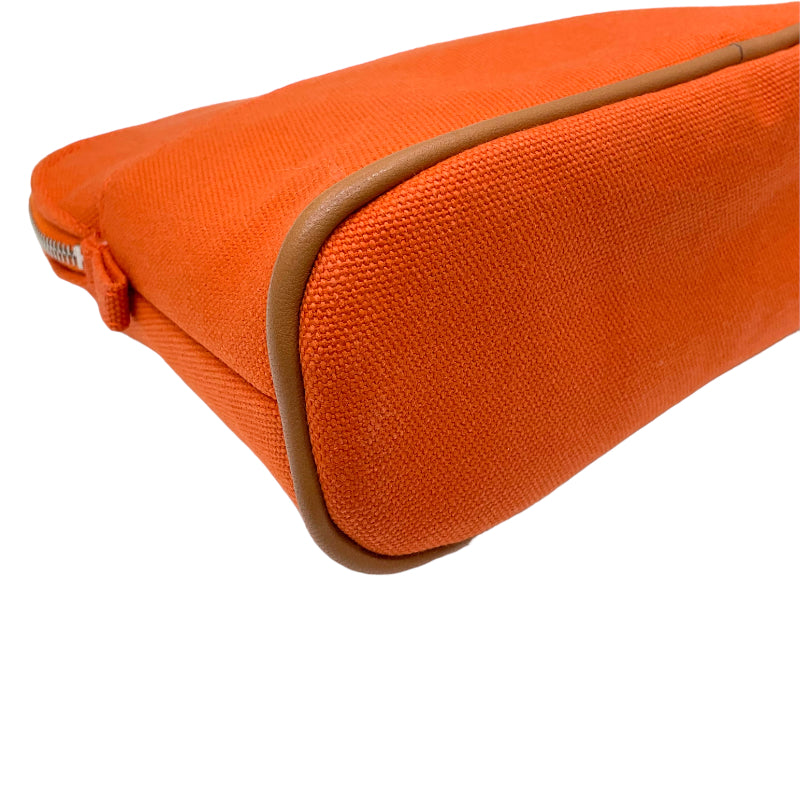 エルメス HERMES ボリードポーチ20 オレンジ コットン/レザー