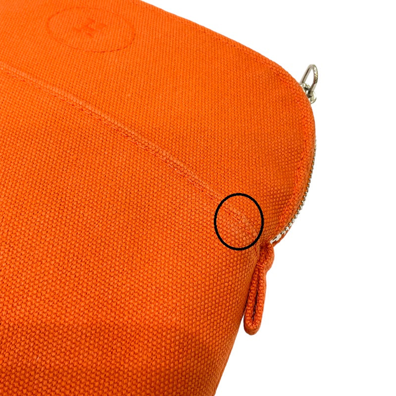 エルメス HERMES ボリードポーチ20 オレンジ コットン/レザー