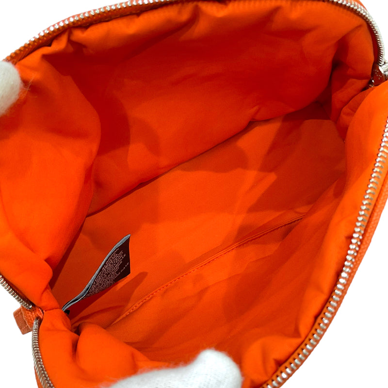 エルメス HERMES ボリードポーチ20 オレンジ コットン/レザー