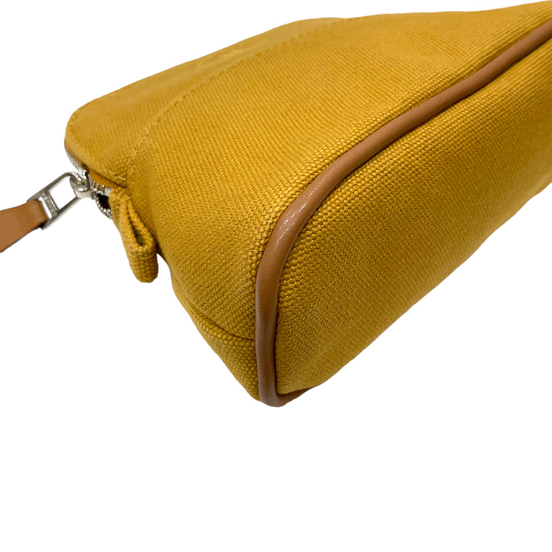 エルメス HERMES ボリードポーチ15 イエロー コットン/レザー