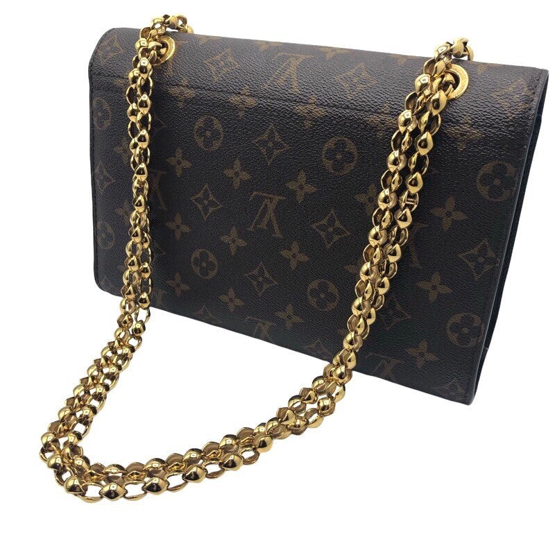 ルイ・ヴィトン LOUIS VUITTON ヴィクトワール M41730 ブラウン×ブラック　金具 モノグラム レディース ショルダーバッグ