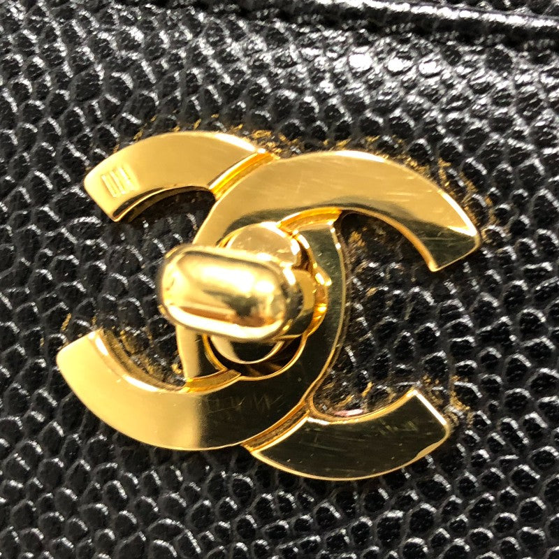 シャネル CHANEL ターンロック バーティカルトート 5番台 ブラック ゴールド金具 キャビアスキン レディース トートバッグ