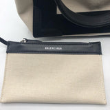 バレンシアガ BALENCIAGA ネイビーカバスXS 390346 アイボリー/ブラック キャンバス レディース ハンドバッグ