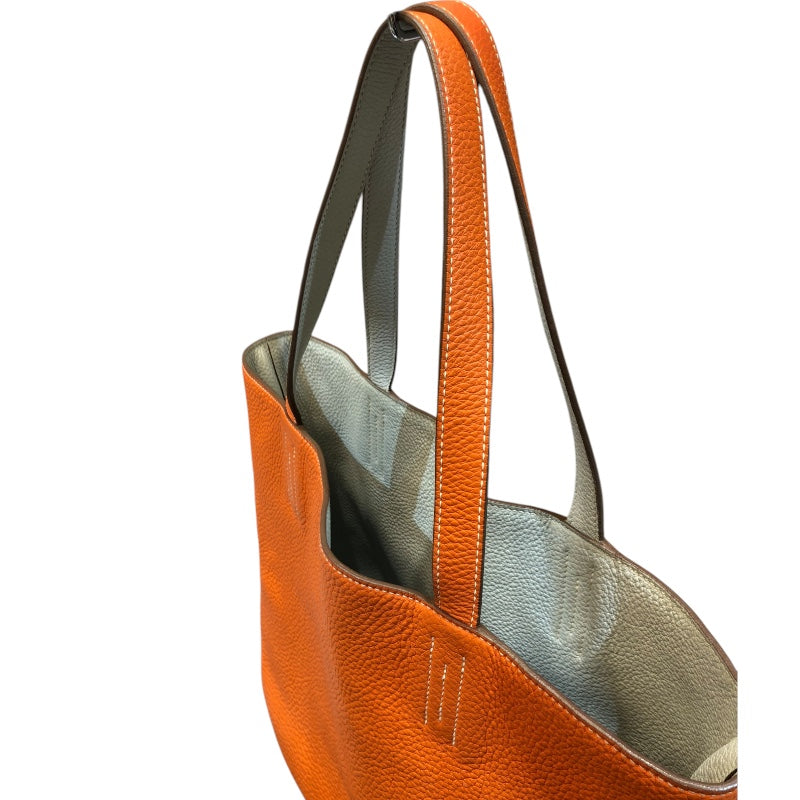エルメス HERMES ドゥブルセンス36 □JO刻 オレンジ/パールグレー トリヨン ユニセックス トートバッグ