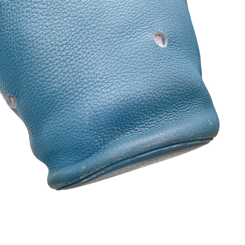 エルメス HERMES マンジョワールMM □K刻 ブルージーン シルバー金具 トリヨン レディース ハンドバッグ