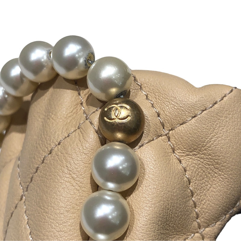 シャネル CHANEL パールチェーンショルダー AS2529 ベージュ ゴールド金具 ラム レディース ショルダーバッグ