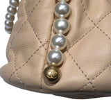 シャネル CHANEL パールチェーンショルダー AS2529 ベージュ ゴールド金具 ラム レディース ショルダーバッグ