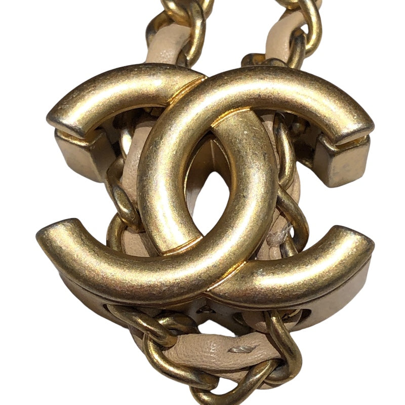 シャネル CHANEL パールチェーンショルダー AS2529 ベージュ ゴールド金具 ラム レディース ショルダーバッグ