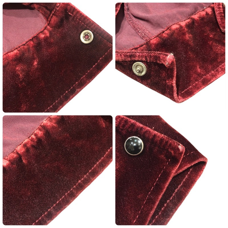 サンローラン SAINT LAURENT ブリーチ加工 ベルベット長袖シャツ 605582 ボルドー ベロア メンズ 長袖シャツ