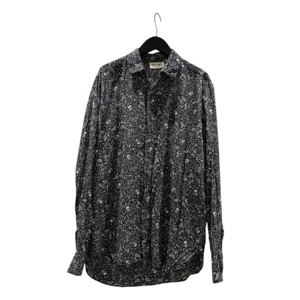 サンローラン SAINT LAURENT スカルプリント長袖シルクシャツ