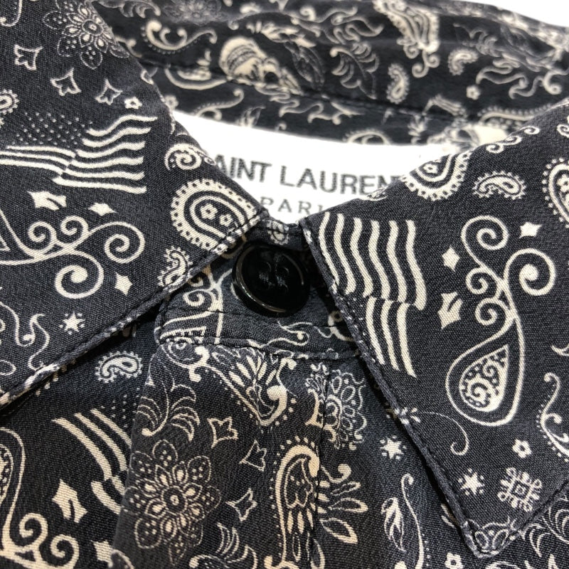 サンローラン SAINT LAURENT スカルプリント長袖シルクシャツ