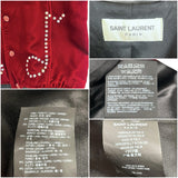 サンローラン SAINT LAURENT 音符ラインストーンベルベットブルゾン 44 437853 レッド ベロア メンズ ブルゾン