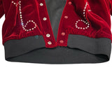 サンローラン SAINT LAURENT 音符ラインストーンベルベットブルゾン 44 437853 レッド ベロア メンズ ブルゾン