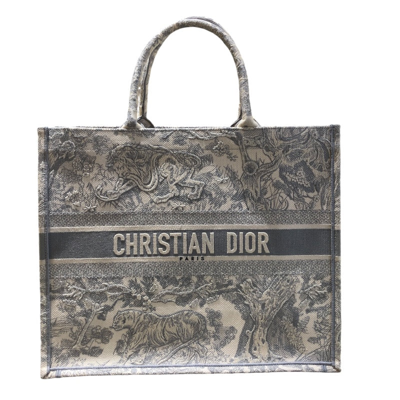 クリスチャン・ディオール Christian Dior ブックトートラージ ホワイト・グレー ジャガード レディース トートバッグ