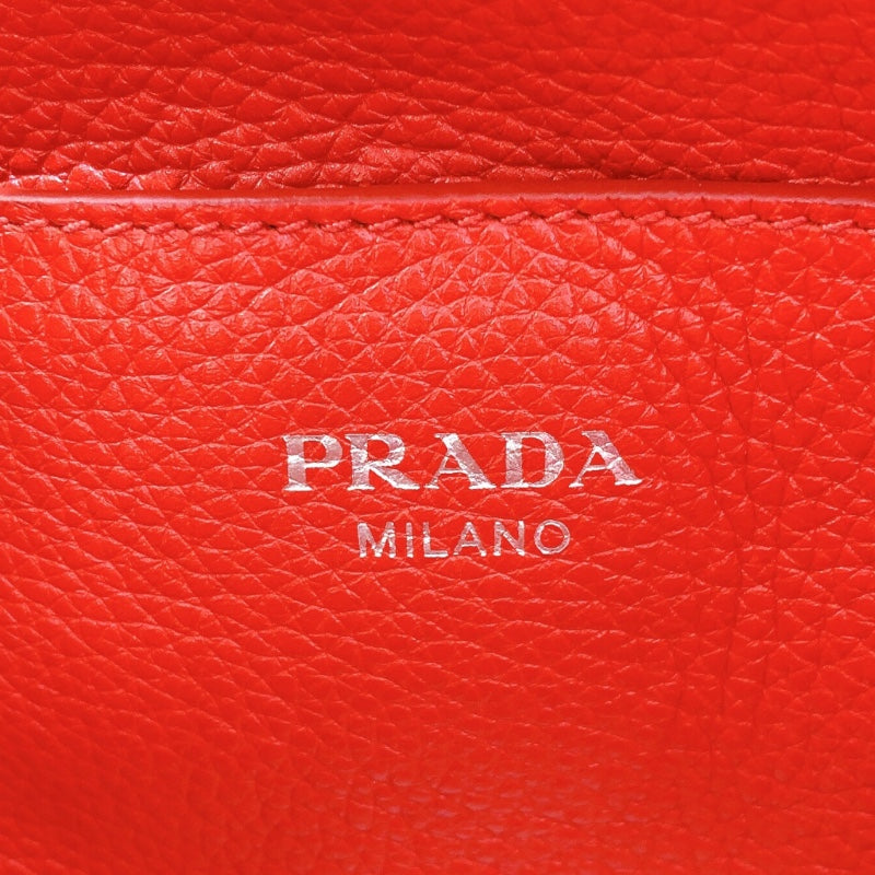 プラダ PRADA トライアングルロゴ ワンショルダー レッド シルバー レザー レディース ハンドバッグ