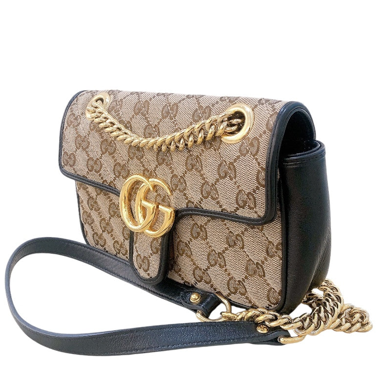 グッチ GUCCI GGマーモント チェーンショルダー 446744 ブラック ゴールド金具 GGキャンバス レディース ショルダーバッグ |  中古ブランドリユースショップ OKURA(おお蔵)