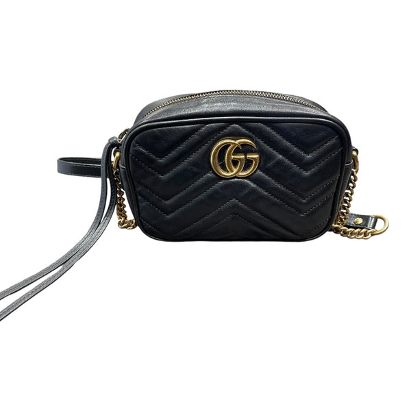 グッチ GUCCI GGマーモントショルダー 448065 ブラック レザー レディース ショルダーバッグ