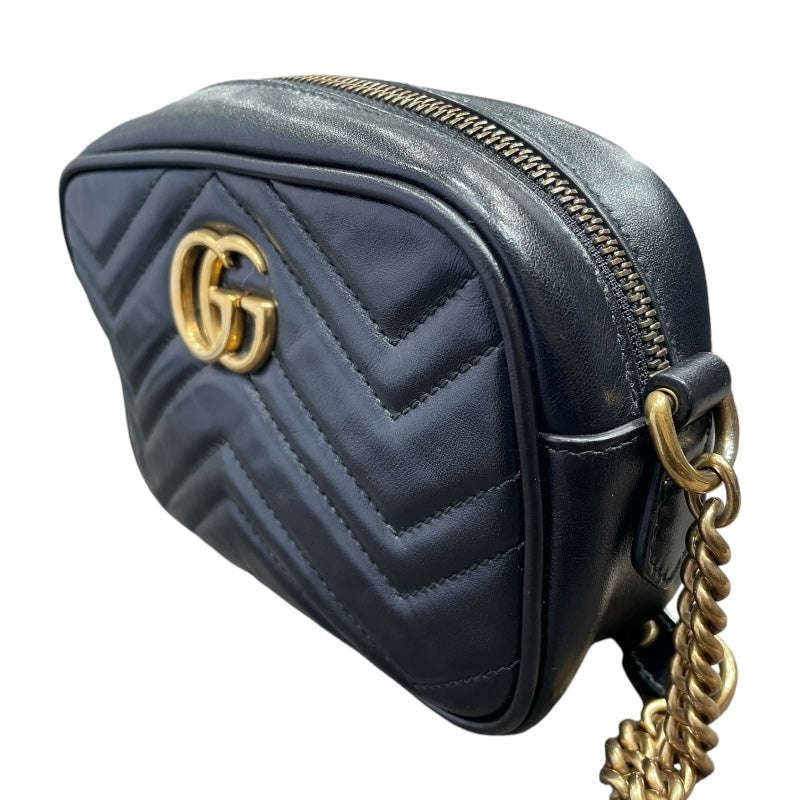 グッチ GUCCI GGマーモントショルダー 448065 ブラック レザー レディース ショルダーバッグ