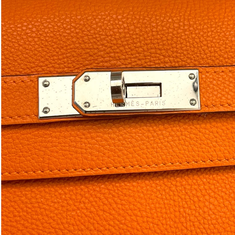 エルメス HERMES ケリー28 内縫い □K刻 オレンジ シルバー金具 トゴ レディース ハンドバッグ