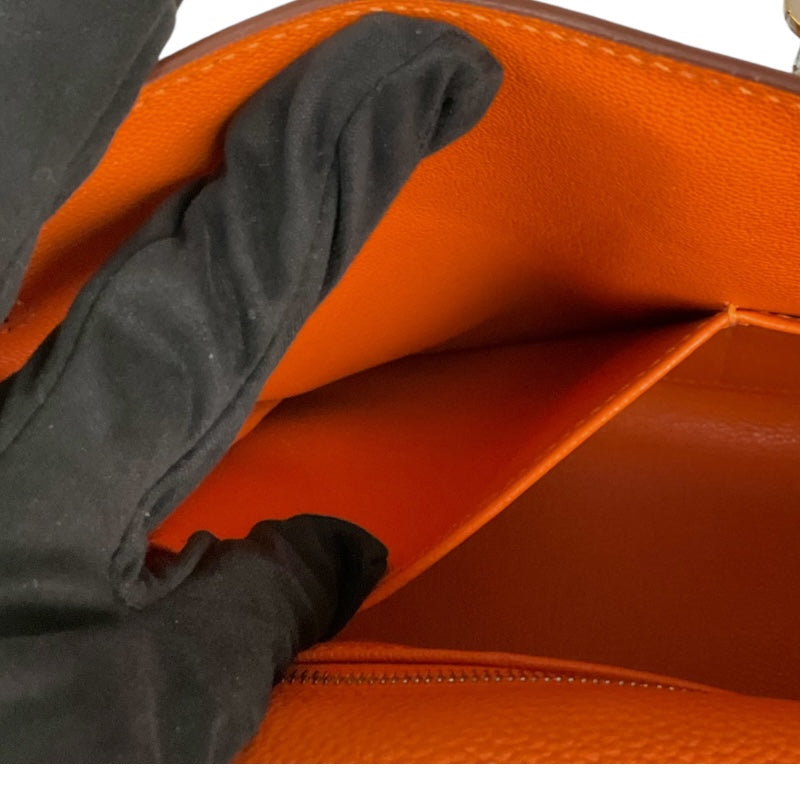 エルメス HERMES ケリー28 内縫い □K刻 オレンジ シルバー金具