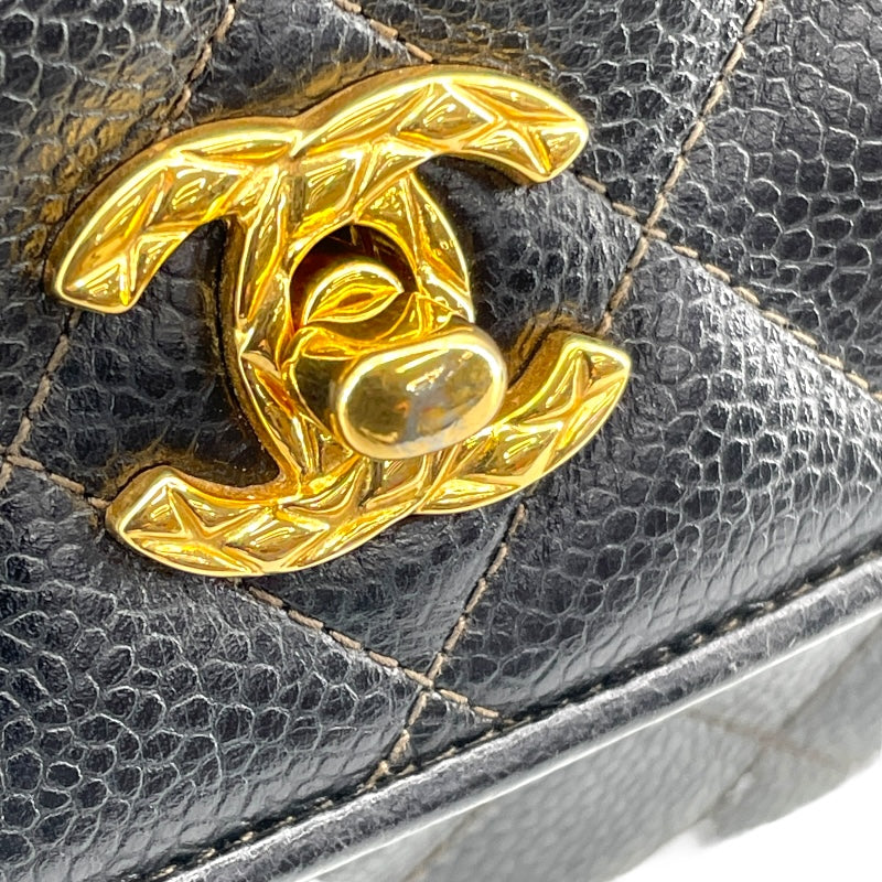 シャネル CHANEL マトラッセ ショルダーバッグ 2番台 ブラック ゴールド金具 キャビアスキン レディース ショルダーバッグ