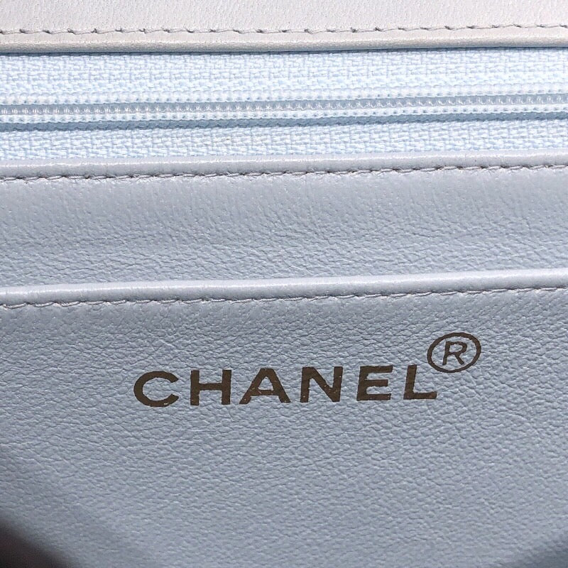 シャネル CHANEL 親子バッグ A04193 ライトブルー/シルバー金具 ラムスキン レディース ハンドバッグ