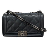 シャネル CHANEL ボーイシャネル２５ ブラック・シルバー金具 カーフ/フィヨルドステッチ レディース ショルダーバッグ