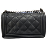 シャネル CHANEL ボーイシャネル２５ ブラック・シルバー金具 カーフ/フィヨルドステッチ レディース ショルダーバッグ