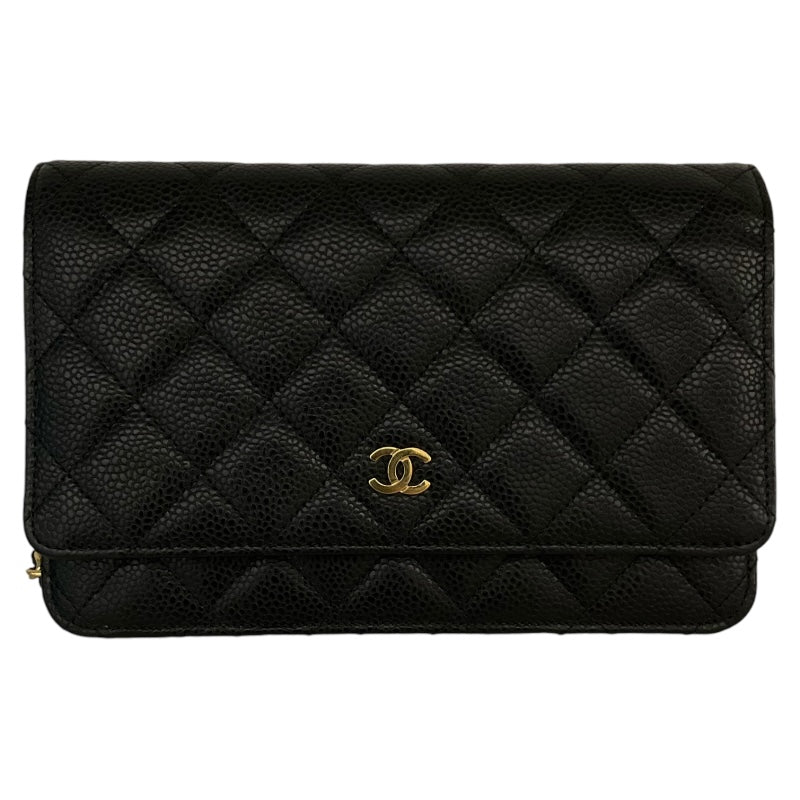 シャネル CHANEL マトラッセチェーンウォレット AP0250 ブラック/ゴールド金具 キャビアスキン レディース ショルダーバッグ