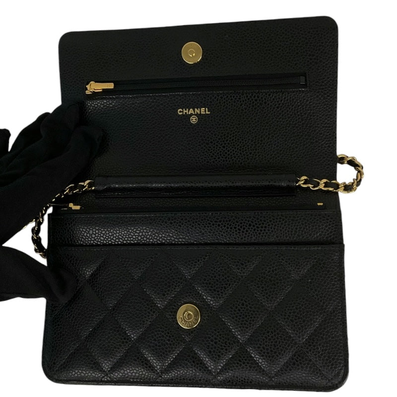 シャネル CHANEL マトラッセチェーンウォレット AP0250 ブラック/ゴールド金具 キャビアスキン レディース ショルダーバッグ