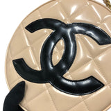 シャネル CHANEL ココマーク ラウンドバニティバッグ ベージュ×ブラック ゴールド金具 エナメル レディース ショルダーバッグ