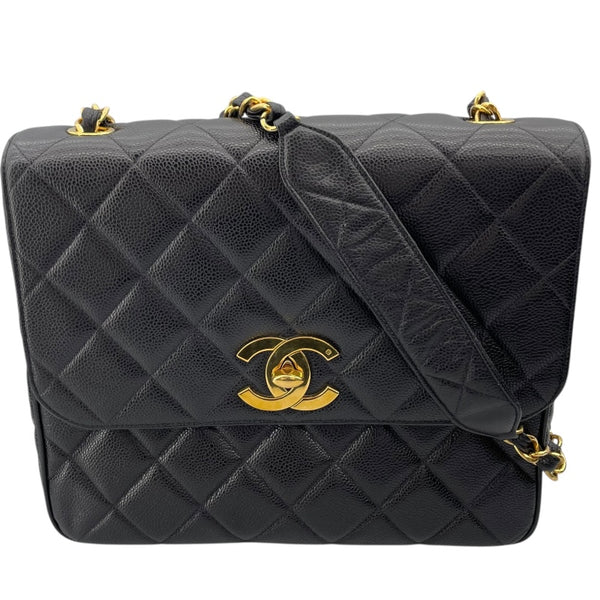 シャネル CHANEL マトラッセチェーンショルダー ブラック キャビアスキン レディース ショルダーバッグ