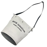 サンローラン SAINT LAURENT リブゴーシュ バケットバッグ 669299 アイボリー×ブラック シルバー金具 キャンバス ユニセックス ショルダーバッグ