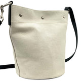 サンローラン SAINT LAURENT リブゴーシュ バケットバッグ 669299 アイボリー×ブラック シルバー金具 キャンバス ユニセックス ショルダーバッグ