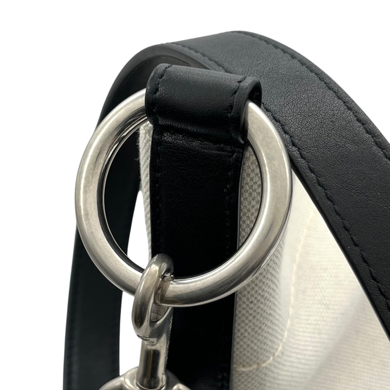 サンローラン SAINT LAURENT リブゴーシュ バケットバッグ 669299 アイボリー×ブラック シルバー金具 キャンバス ユニセックス ショルダーバッグ