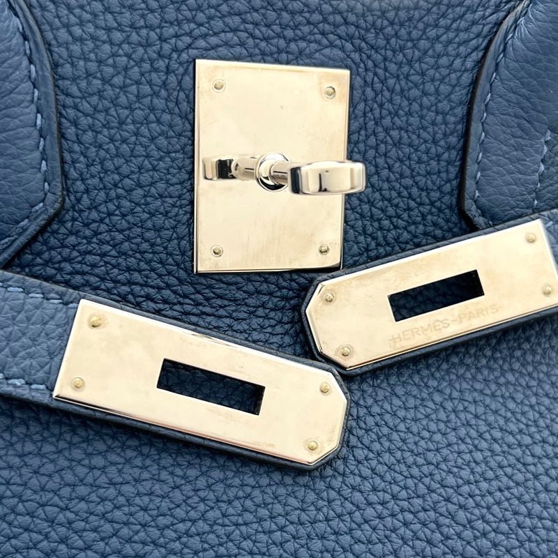 エルメス HERMES バーキン30 D刻印 ディープブルー シルバー金具 トゴ レディース ハンドバッグ