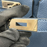 エルメス HERMES バーキン30 D刻印 ディープブルー シルバー金具 トゴ レディース ハンドバッグ