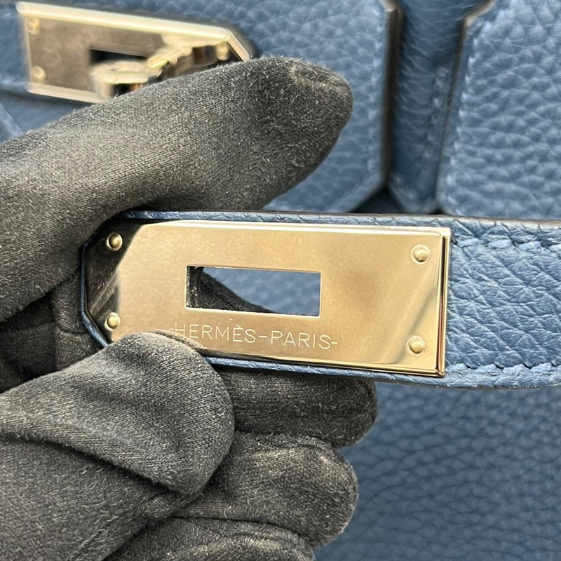 エルメス HERMES バーキン30 D刻印 ディープブルー シルバー金具 トゴ レディース ハンドバッグ