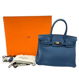 エルメス HERMES バーキン30 D刻印 ディープブルー シルバー金具 トゴ レディース ハンドバッグ