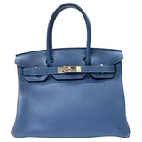 エルメス HERMES バーキン30 D刻印 ディープブルー シルバー金具 トゴ レディース ハンドバッグ