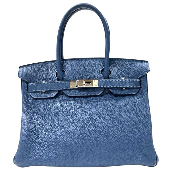 エルメス HERMES バーキン30 D刻印 ディープブルー シルバー金具 トゴ レディース ハンドバッグ