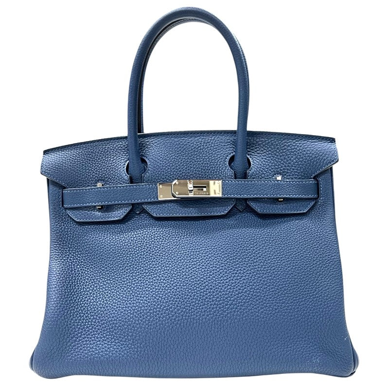 エルメス HERMES バーキン30 D刻印 ディープブルー シルバー金具 トゴ レディース ハンドバッグ