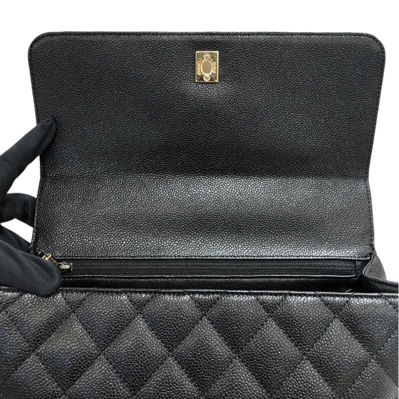 シャネル CHANEL トップハンドルバッグ A12397 ブラック/ゴールド金具 キャビアスキン レディース ハンドバッグ